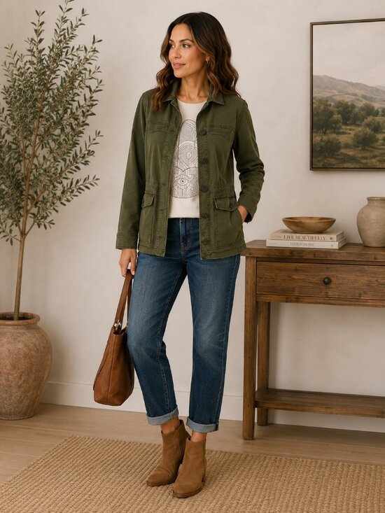 Lucky Brand Jackets & Blazers - Lucky Brand Point Collar Long Sleeve Button Front Utility Jacket Sz. SP